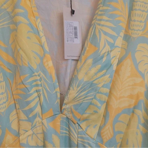 FAB NEVER FULLY DRESSED - ANGIE DRESS in BLUE PALM PRINT - US16 - NEW WITH TAGS! - Picture 10 of 13